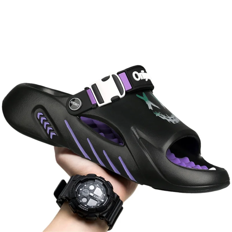 

ELUVA Men Massage Slippers Indoor Outdoor Sandals Beach Casual Shoes Comfortable Soft Sole Slides Men's Sandals Big Size 46 47