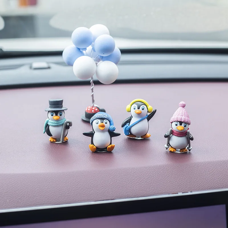 Anime Car Decoration Cartoon Cute Little PenguinAction Figure Model Balloon Ornaments Auto Interior Product Accessories Voiture