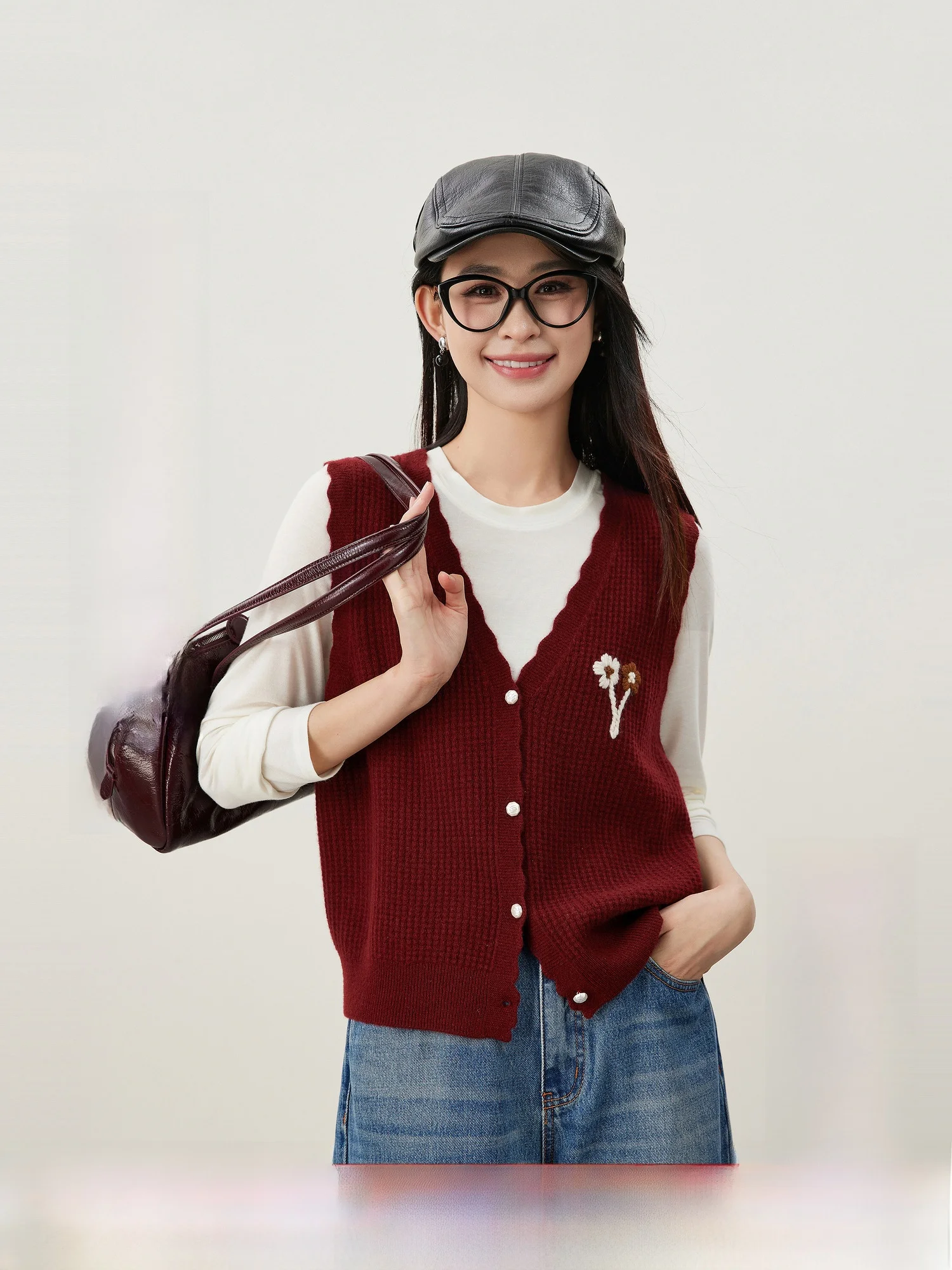 

Мягкая шерстяная пряжа с вышитой кружевной отделкой, небольшой жилет с колючками, женский вязаный кардиган с воротником, Sli Ele S...