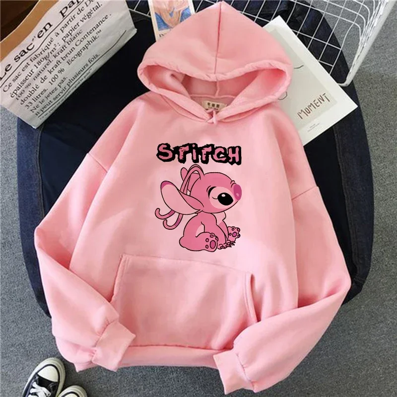 Damen Hoodie Disney Lilo&Stitch Cartoon Anime Print Damenbekleidung Mode Y2K Herbst und Winter Paar Kleidung Hoodies