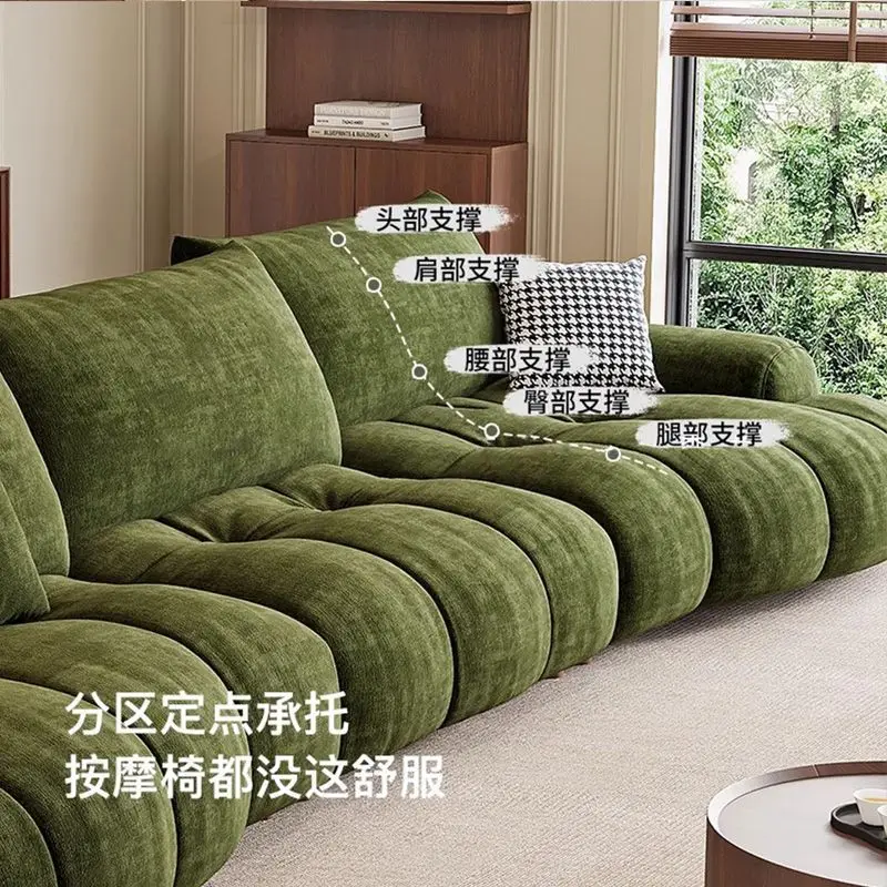 Fabric sofa living room small apartment combination curved backrest multi-functional adjustment