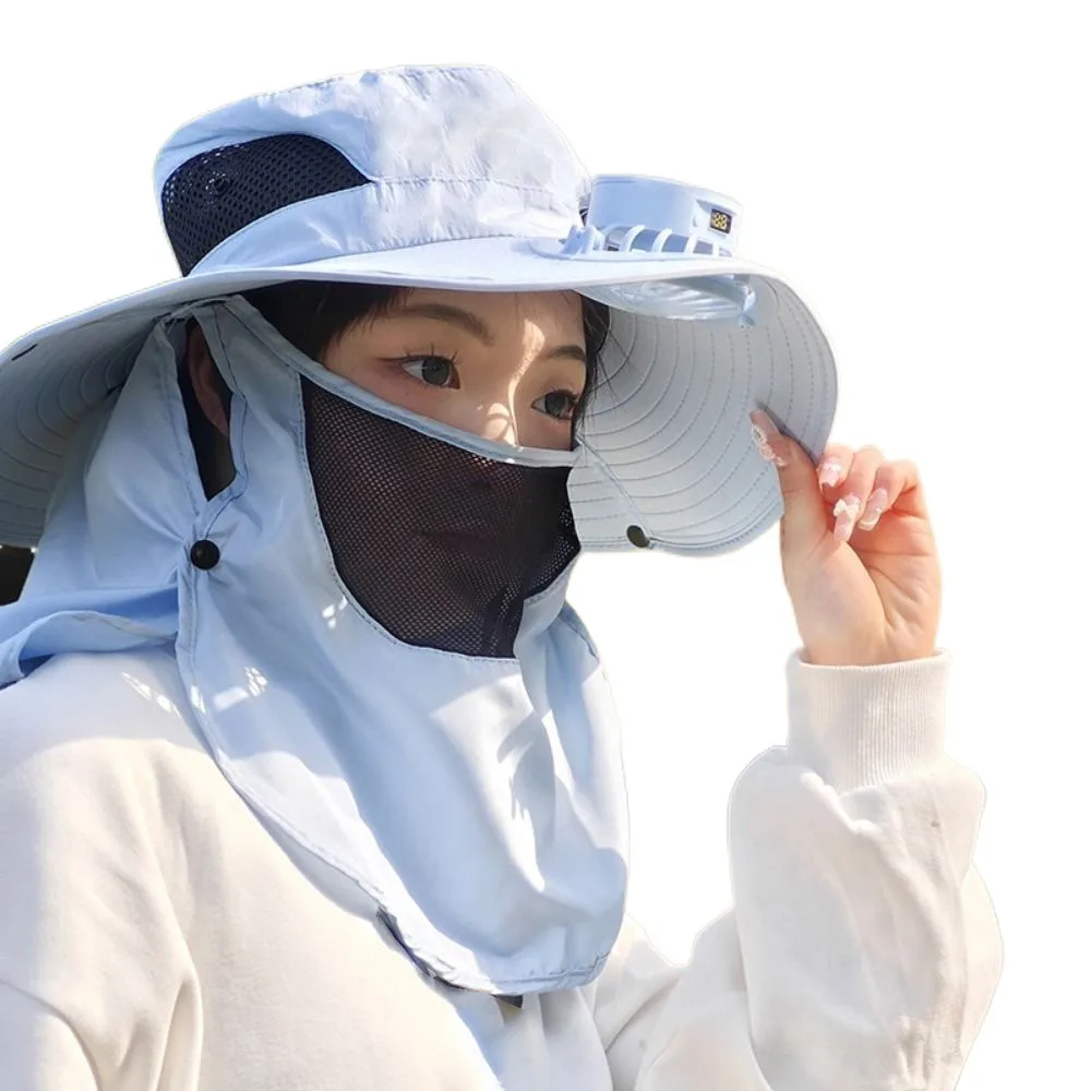 

Digital Display Screen Sun Hat with Solar Fan Neck Protection Solar/USB Charging Wide Brim Visor Cap Adjustable Breathable Mesh