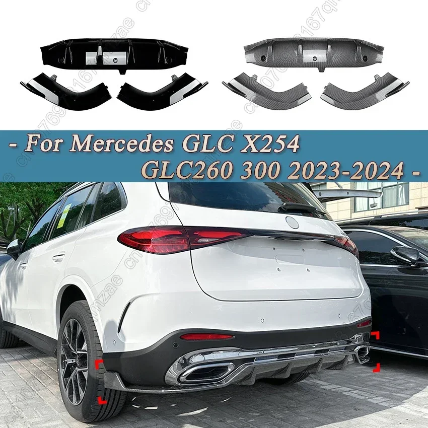 Rear Bumper Diffuser Lip For Mercedes Benz GLC Class X254 GLC260 300 2023-2024 Accessories Gloss Black Trunk Spoiler Parts