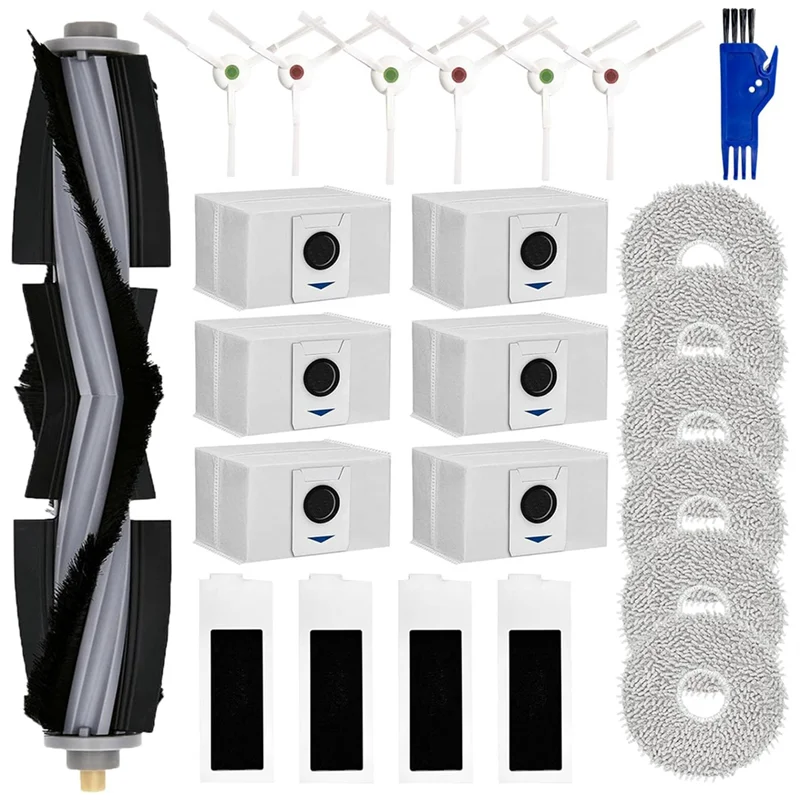 مجموعة ملحقات A11R لـ ECOVACS Deebot T20 Omni/Max/Pro مكنسة كهربائية فرشاة جانبية رئيسية مرشحات Hepa وسادات ممسحة أكياس الغبار