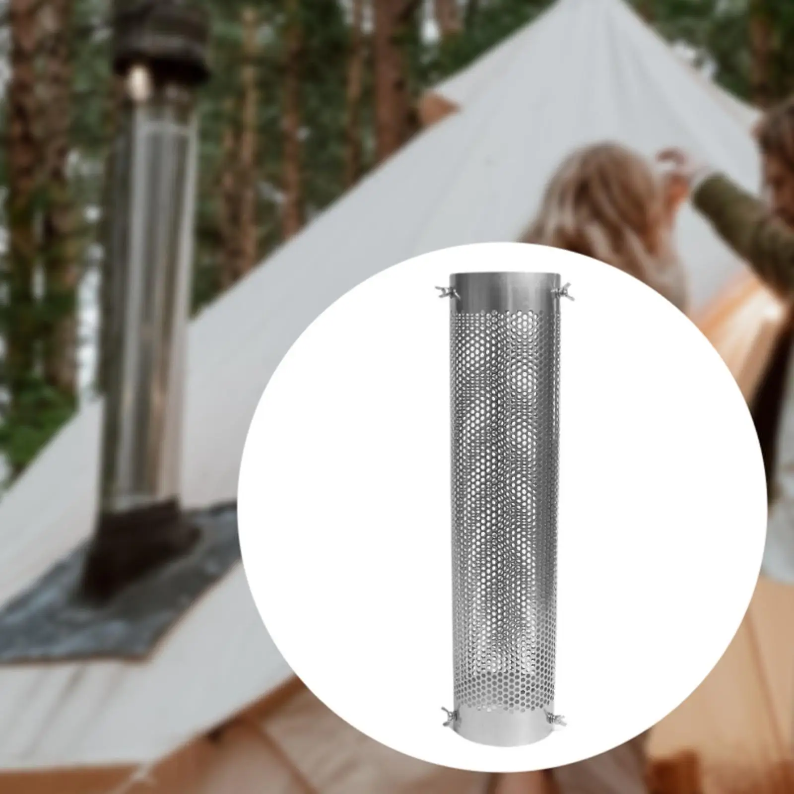 Tubo de chimenea de tienda, tubo de escape con tapa de chimenea, parrilla de protección, tubo protector de chimenea, pantalla protectora contra chispas para chimenea