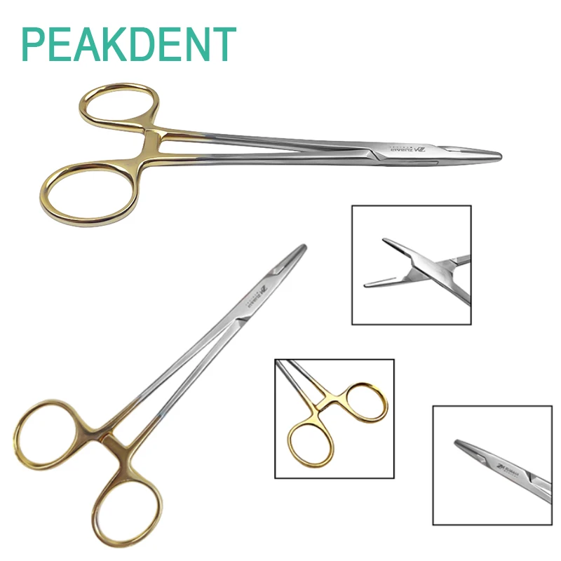 

1pcs Dental Needle Forceps Made Of Stainless Steel 14/16cm Dental Orthodontic Surgical Forceps Gold-Plated Handles Instruments