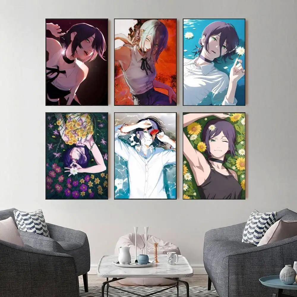 Chainsaw Animation mMan Reze wall suitable for living room bar decoration retro decorative painting small poster