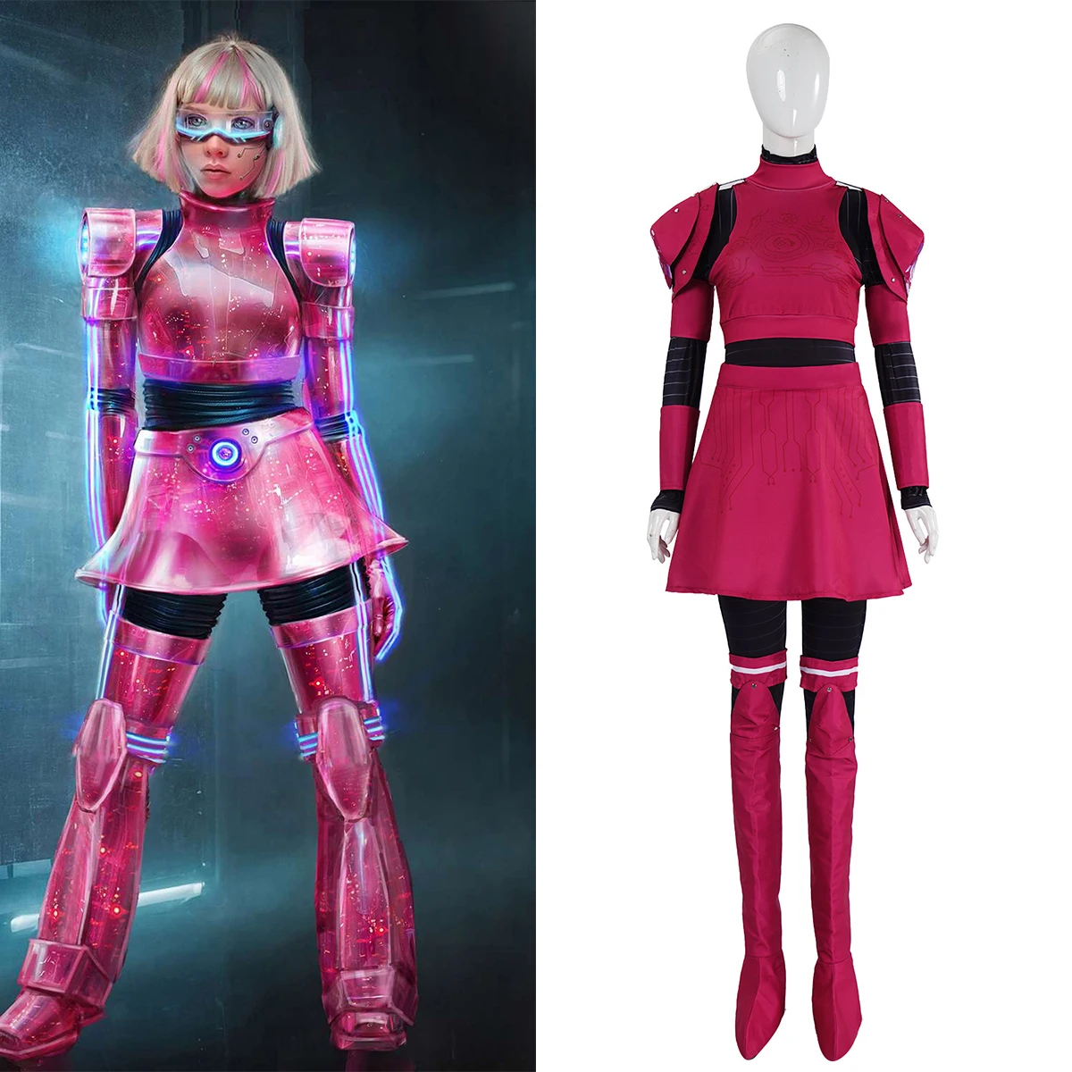 

Scary Costume 2025 Movie Adult M3GAN 2 Cosplay Red Warriors Dress Set for Woman Disguised Dancer Killer Robot Halloween Costume