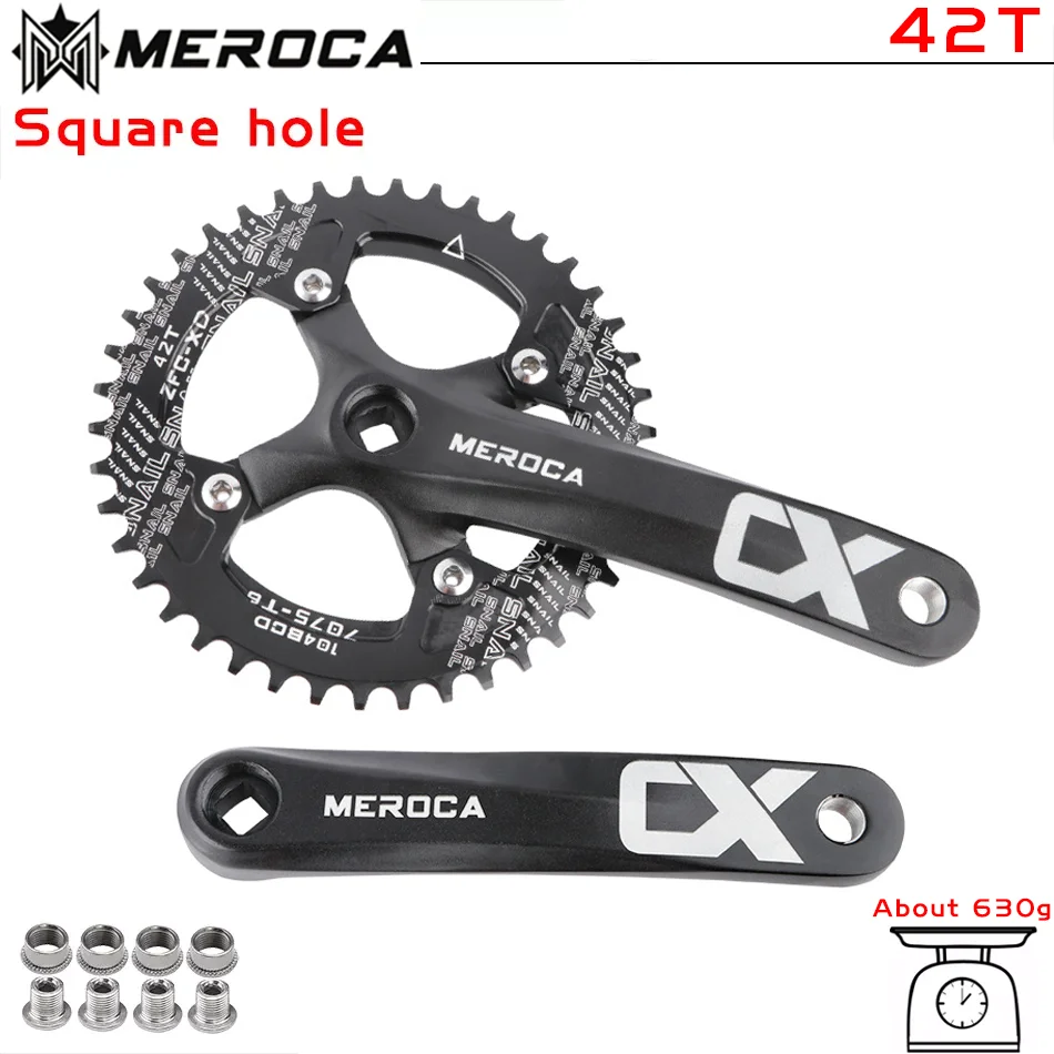 MEROCA CX 角穴自転車クランクセット 104BCD アルミ合金 IXF 角穴