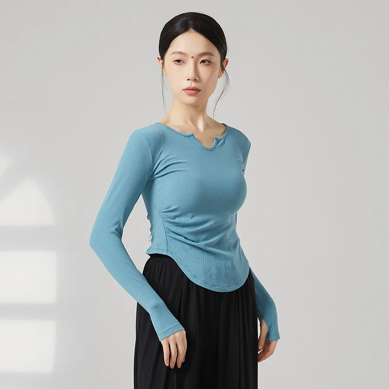 terno-de-treinamento-de-danca-jazz-classico-moderno-personalizado-com-decote-em-v-fino-ajuste-manga-curta-exercicio-de-fitness-yoga-ballet-terno-de-treinamento