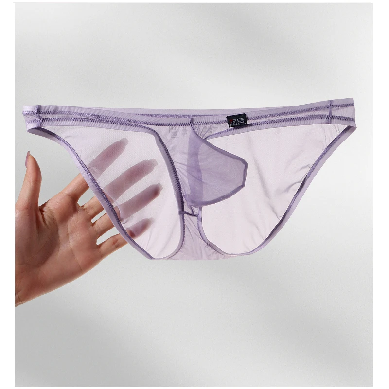 Men's Sexy Low-Rise Briefs Ultra-Thin Transparent Ice Silk Japanese-Style Underwear