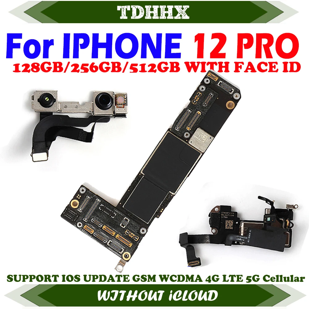 Carte Mère IPhone 12 - 256 Go - Noire - 100% Fonctionnelle - Déverrouillée ICloud - NEUVE