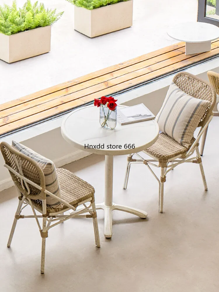 Internet celebrity outdoor one table two chairs cafe dining table outdoor indoor rattan chair