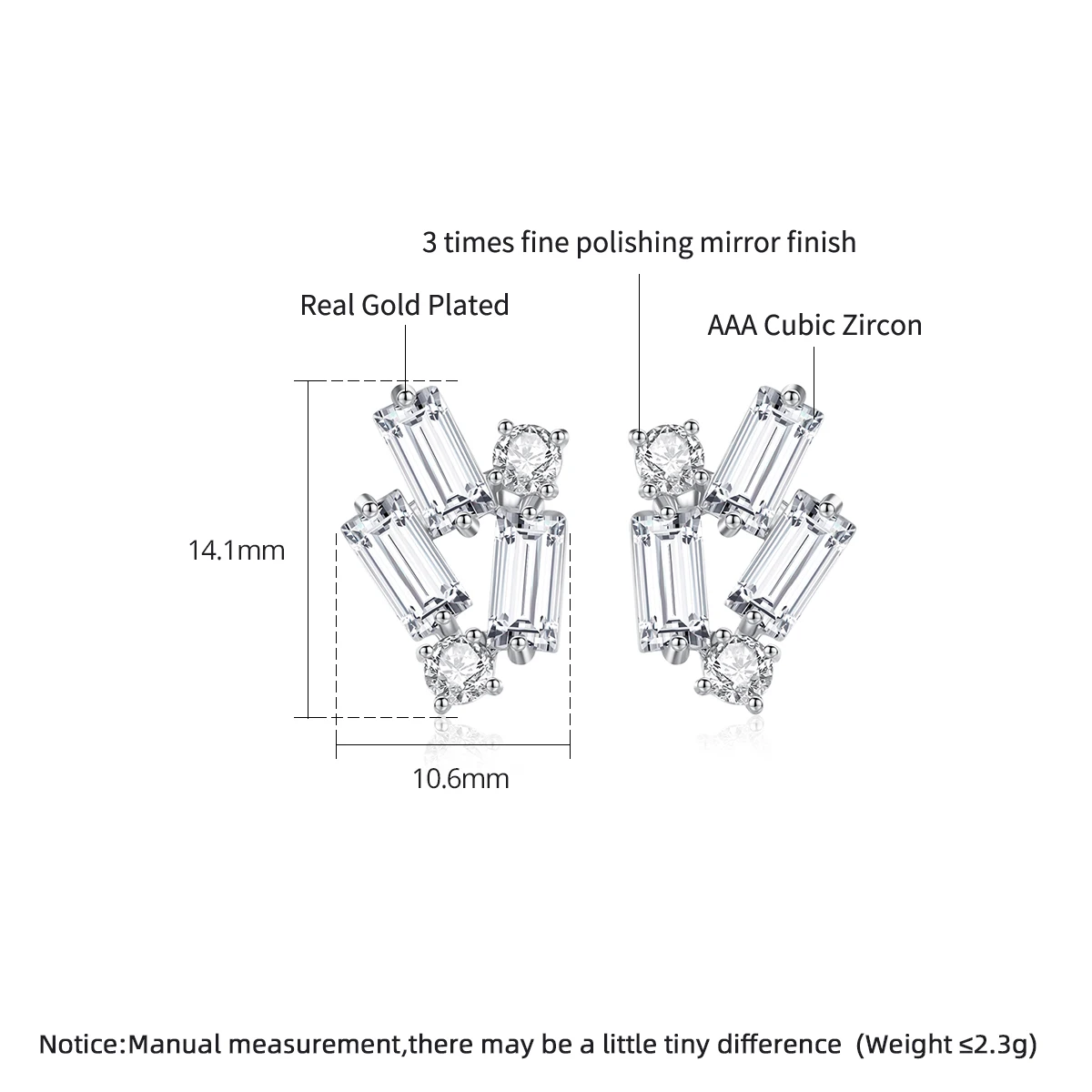 LUOTEEMI Unique Designe Square Cubic Zirconia Stud Earring Minimalistic High Quality CZ Wedding Bridal Ear Accessories for Party