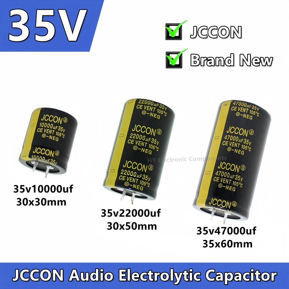 1PCS JCCON 35v10000uf 35V22000uf 35v47000uf Audio Electrolytic Capacitor 30x30 30x50 35x60mm Low ESR For Hifi Amplifier