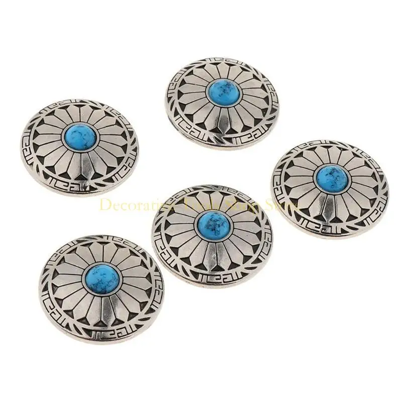 QX2E 5 PCS 25MM أزرار زهرة مستديرة الأزرار الزواج الزواج من الجلد