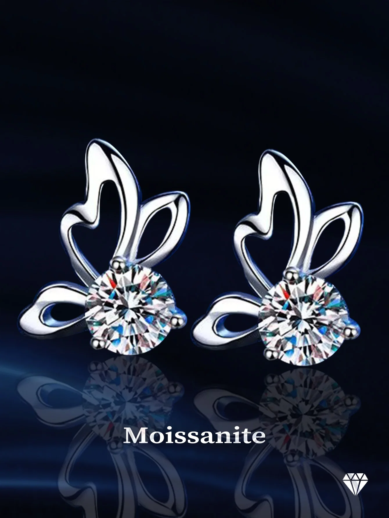 Anting kupu-kupu Moissanite anting Stud 925 Sterling Silver pertunangan baru di Anting 2024