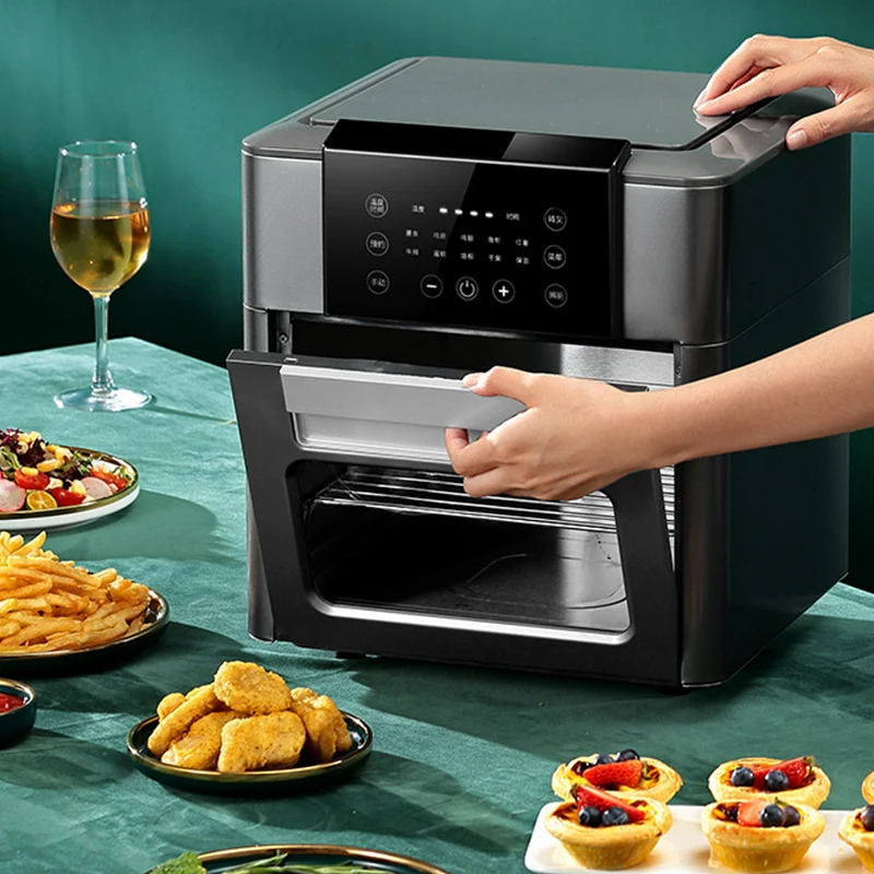 مقلاة هوائية بسعة كبيرة 12 لتر، 220 فولت، فرن مقلاة كهربائية ذكي متعدد الوظائف خالي من الزيت مع شاشة LED تعمل باللمس للمنزل
