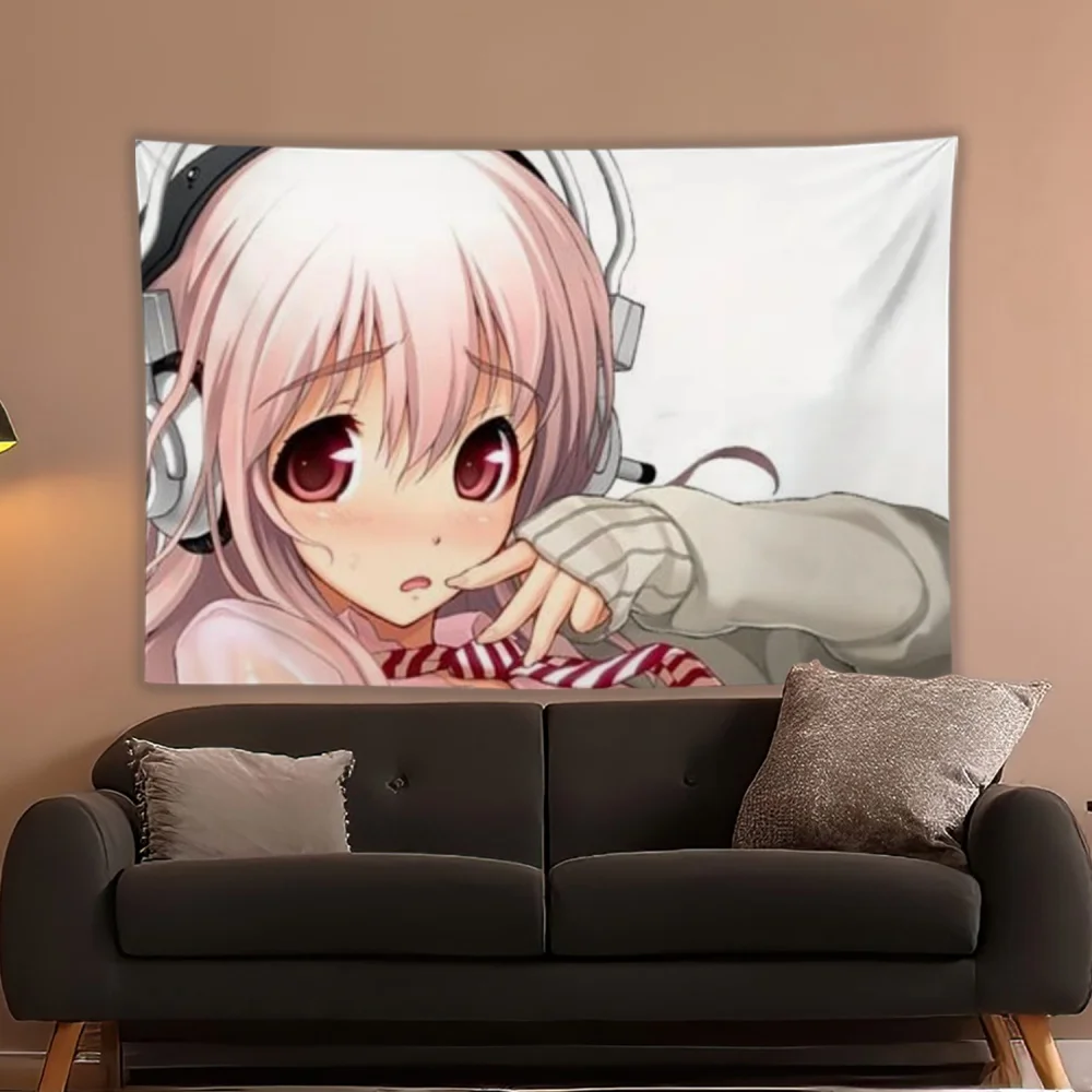 Japanisches Anime-Spiel Super Sonico Grafik Niedlicher Cartoon-Wandteppich Raumdekoration Home Decor Schlafzimmer Wandbehang Wandteppich