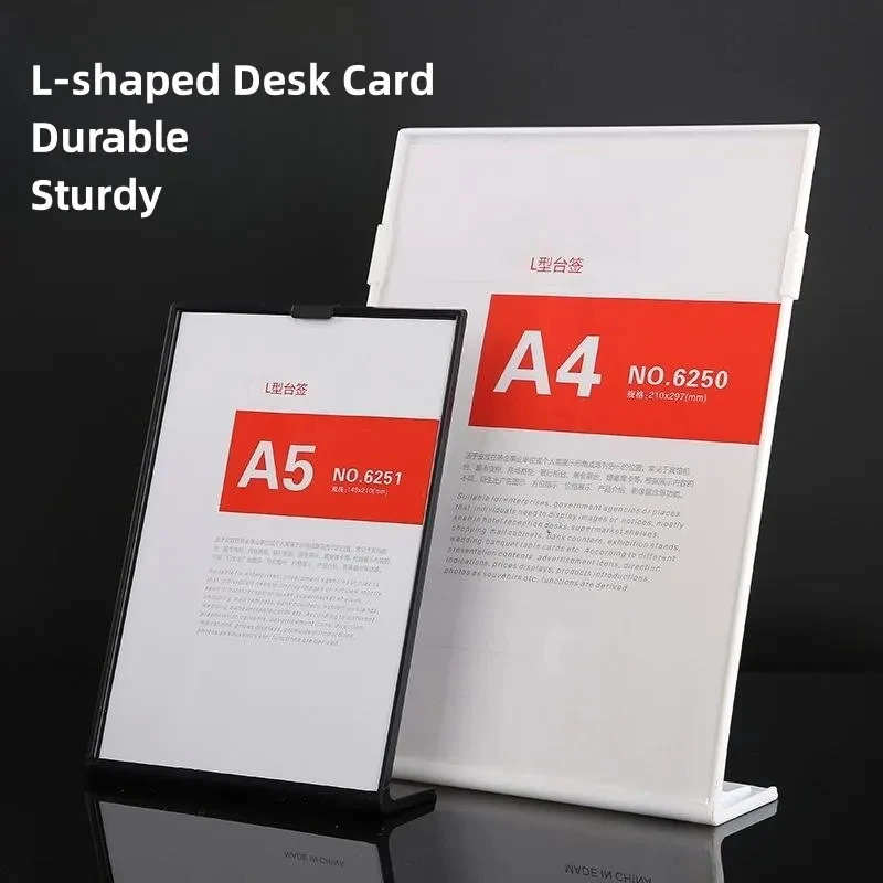 A5 Acrylic Double-sided Platform Sign L-shaped Clear Menu Price Card Sign Holder Conferences Events Ad Frame Photo Frame Desktop