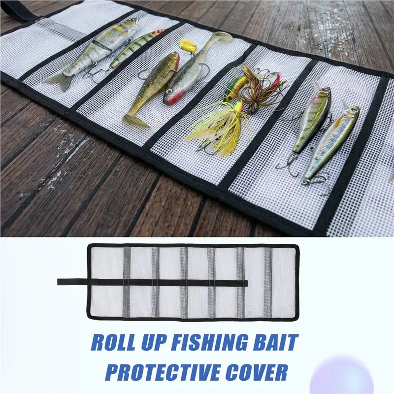 A99I-Fishing Lure Wraps Roll Up 6 Pocket Lure Bag Protective Cover Saltwater Hook Covers Trolling Lure Protector Tackle Box view 2