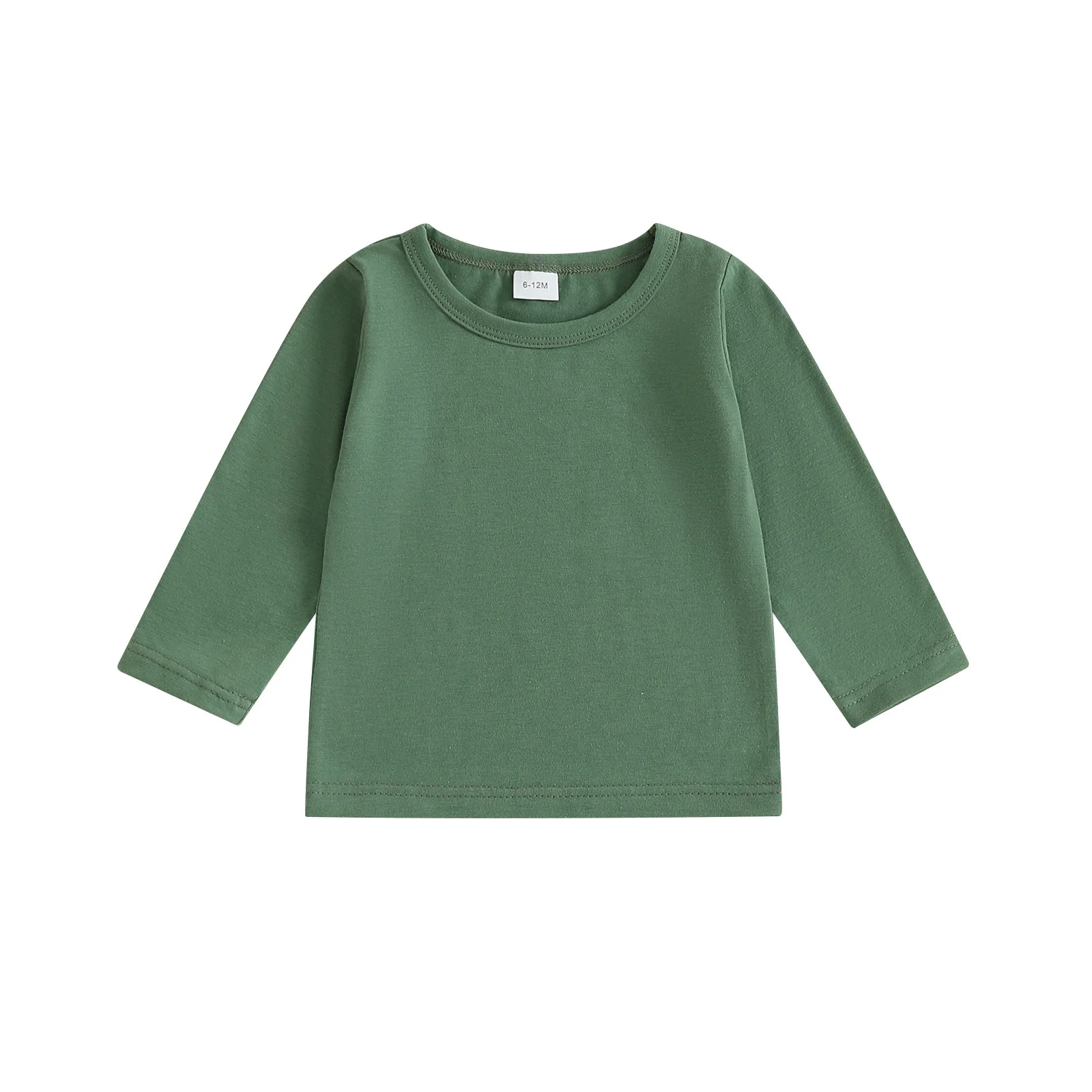 

Kids Boys Girls T-shirt Long Sleeve Crew Neck Solid Fall Tops Clothes for Casual Daily
