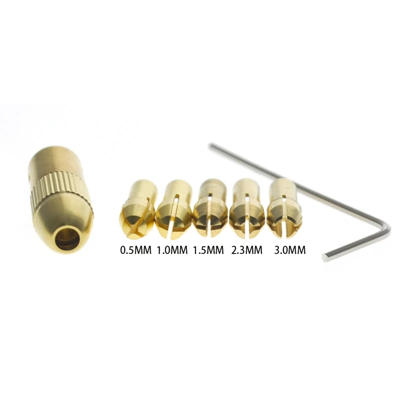 7pcs-12pcs Brass Mini Drill Chuck Adapter Micro Collet Shaft Drill Bit Set 2-5mm Fit Nut for Rotary Power Tools