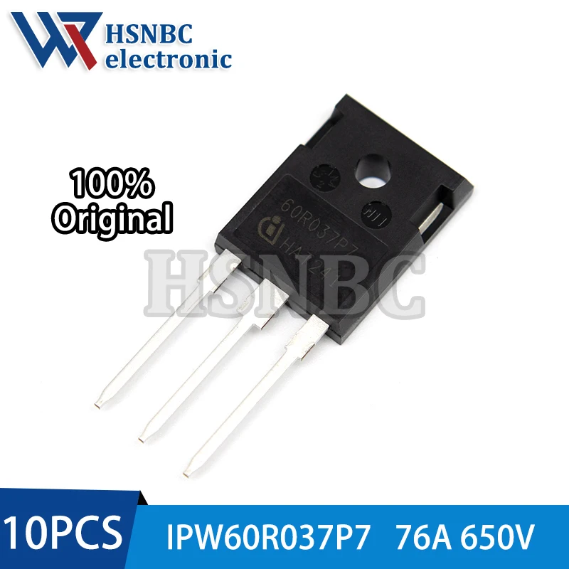 10PCS IPW60R037P7 60R037P7 IPW60R037P7XKSA1 TO-247 76A 650V N-channel Power MOSFET Transistor 100% New Original