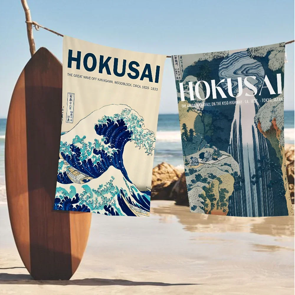 Katsushika Hokusai Great Wave Off Kanagawa Art Microfiber Beach Towel Quick dry Swimming Resort Mountain Climbing Towel