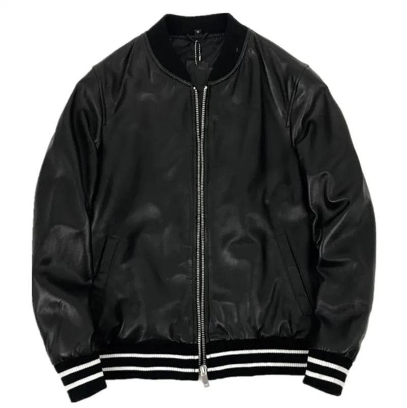 カーペイ レディース レザー ジャケット シープスキン ベースボールコート オルト スレ ジッパー ラウンドネック 通勤 スレ ファッショナブル 春 アウターウェア