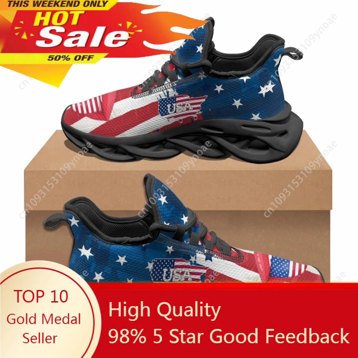 

Classic Fashion Women Sneakers Hot American Flag Art Design Print Casual Shoes Lace Up Outdoor Sports Running Shoes