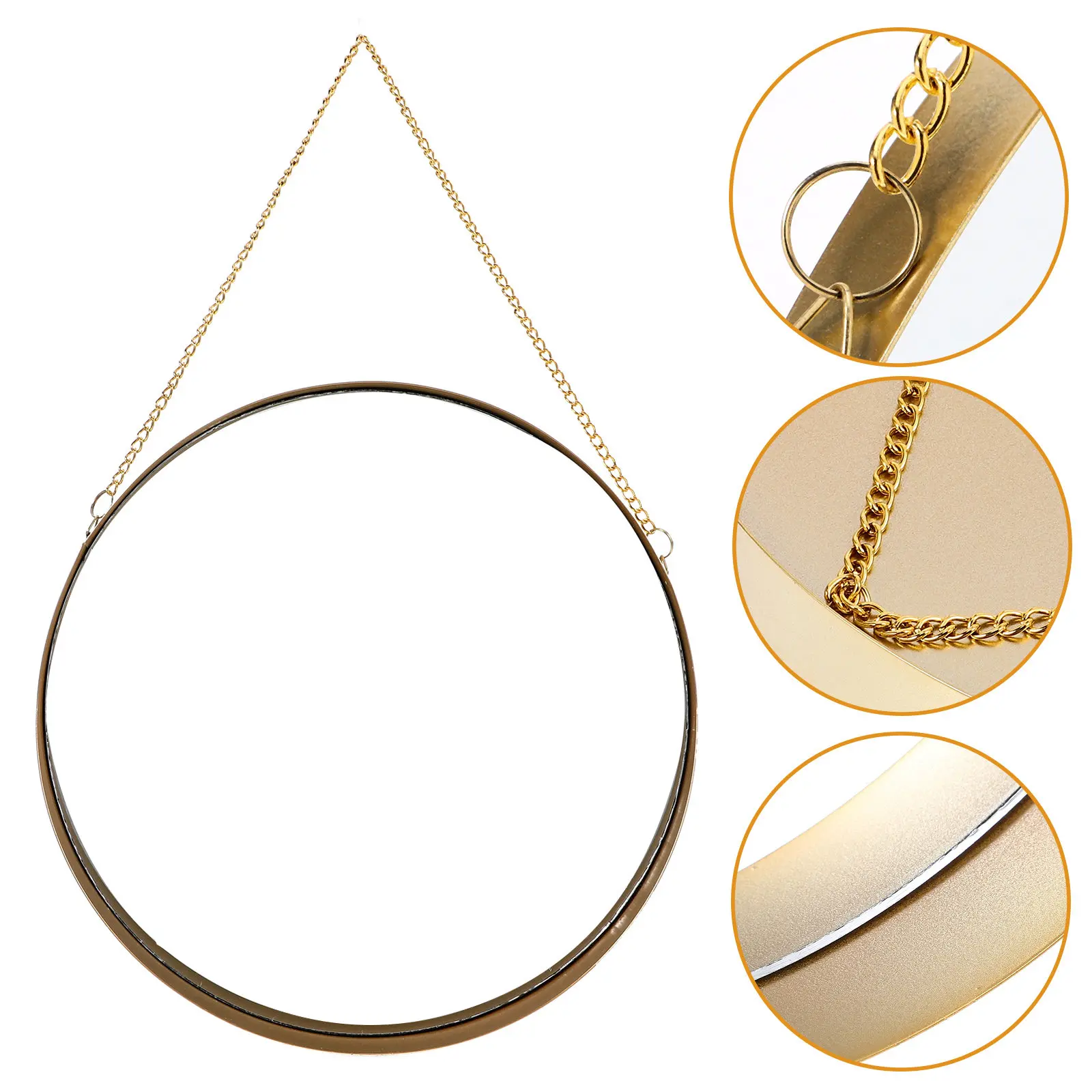 

1Pcs Round Makeup Mirror Wall Mounted Decorative Hanging Mirror for Bathroom Entryway Bedroom Minimalist Artistic Lacy Frame