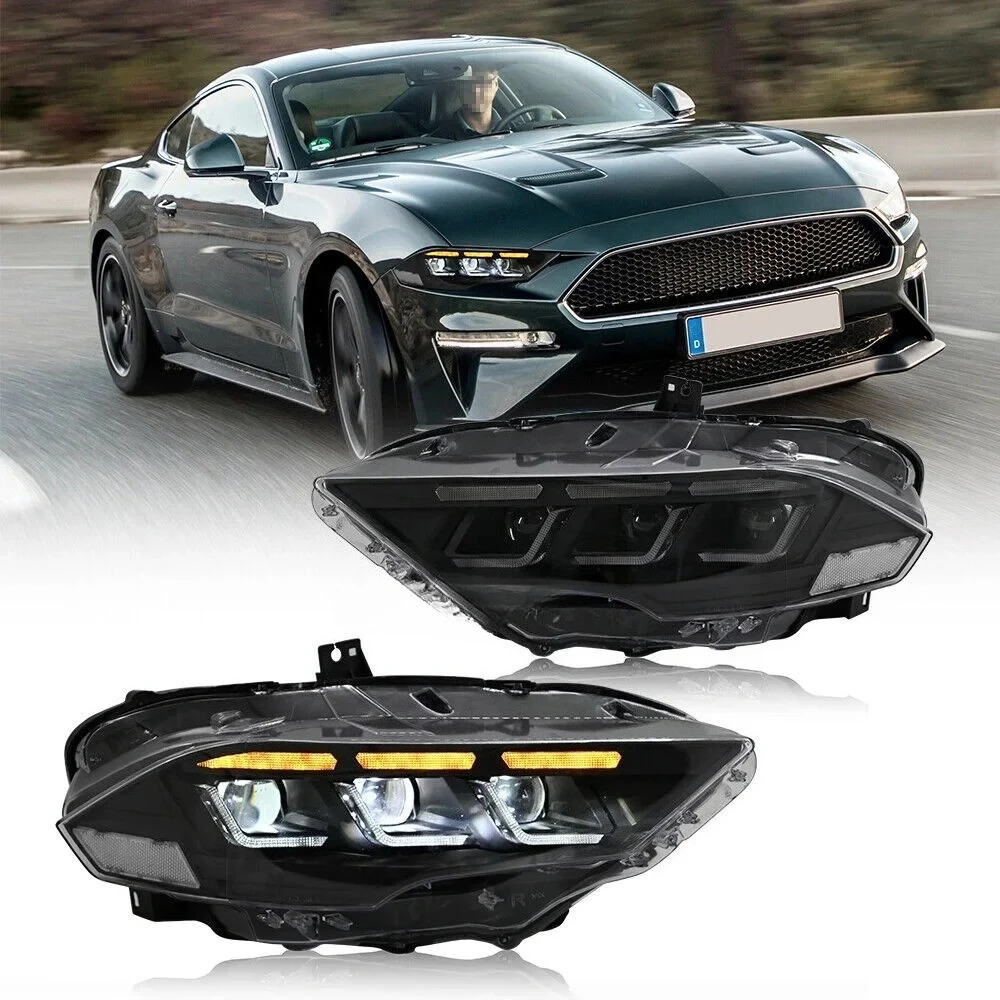 

Pair Full LED Headlights For 2018-2019 2020 2021 2022 Ford Mustang GT Coupe 2.3L 5.0L Modified RGB Mode Headlights Assembly