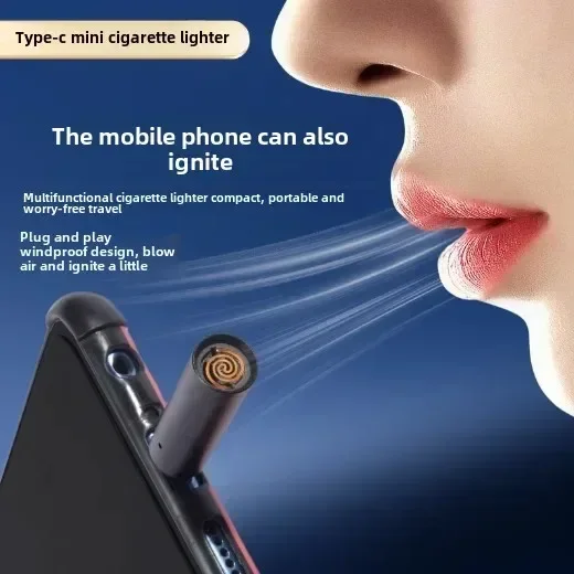 Type-C Mobile Cigarette Lighter Universal Air Blower Lighter Android Wireless Cigarette Lighter Multi-function 2025