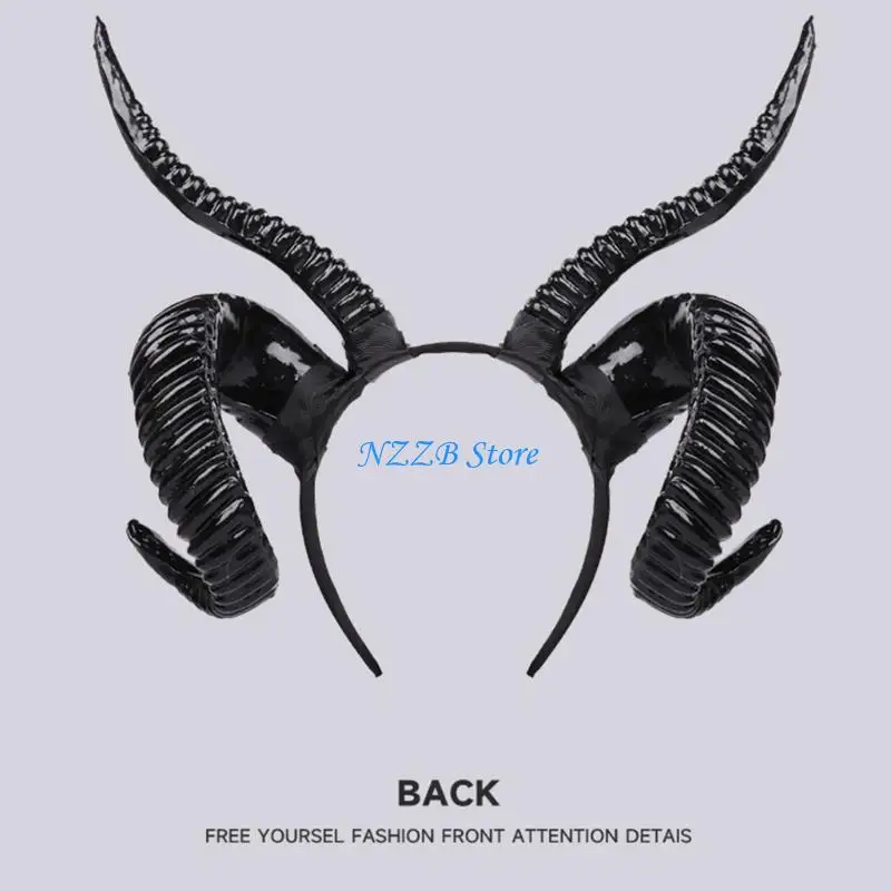 

T21F Handmade Cartoon Headbands Gothic Sheep Headwear Horn Carnivals Party Toy