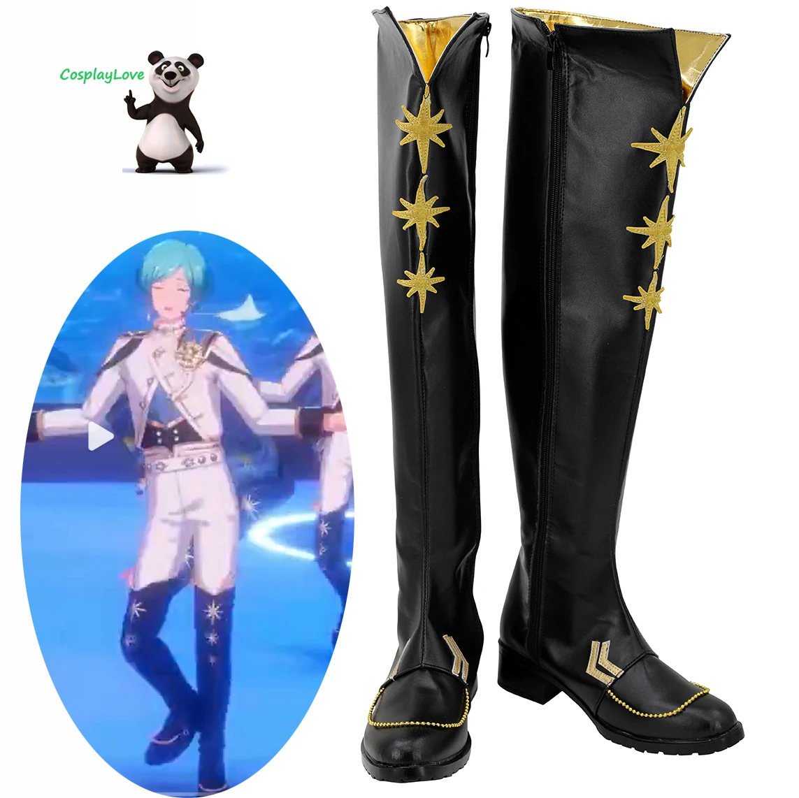 

CosplayLove Game Ensemble Stars Morisawa Chiaki Shinkai Kanata Black Cosplay Shoes Long Boots Leather Chrismtas Custom Made