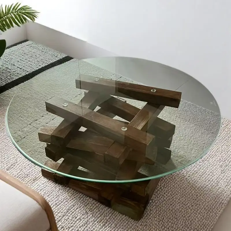 Salontafel rond klein appartement gehard glas bed en ontbijt woonkamer moderne eenvoudige theetafel