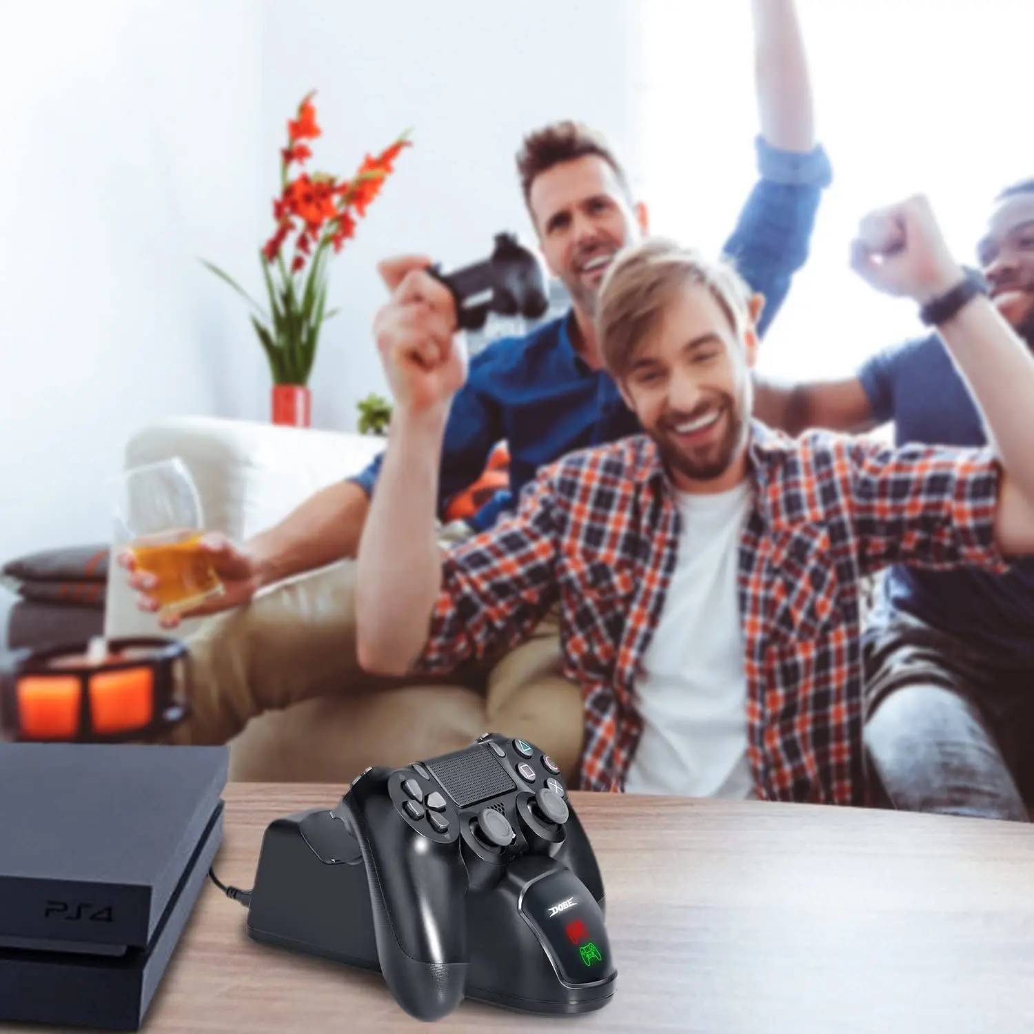 محطة شحن وحدة تحكم PS4 شحن سريع محطة شحن PS4 مع مؤشر LED لوحدة تحكم PS4/PS4 Slim/PS4 Pro