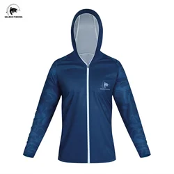 2023 Long Sleeve Fishing Shirt Hooded Zipper Men UV Clothing Hooded Coat Sun Protectio Breathable Lightweight Fishing Shirts