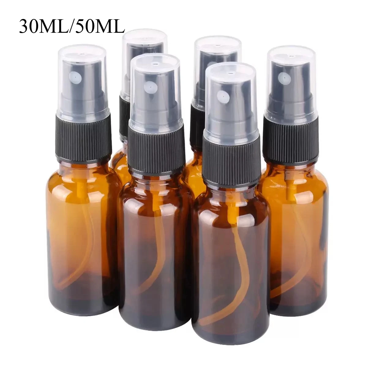 

10/20pcs 30/50ml Empty Amber Glass Portable Sprayer Essential Oil Container Perfume Essential Oil Press PumpTravel Refill Bottle