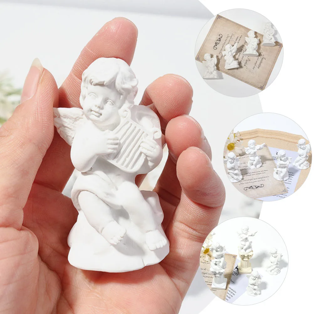 

4pcs Resin Figurines Adorable Desktop Ornament Home Decor Craft Statue For Bedroom Office Store Decoration Angel Figure Resin
