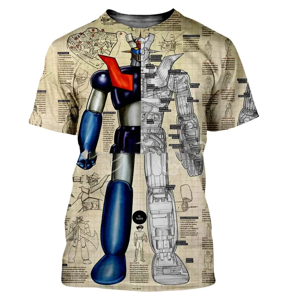 

Mazinger Z Men's T-shirt Summer Fashion 3D Printed Short Sleeve Top Tees Harajuku Style Oversize T-shirt Street Men's Clothing A