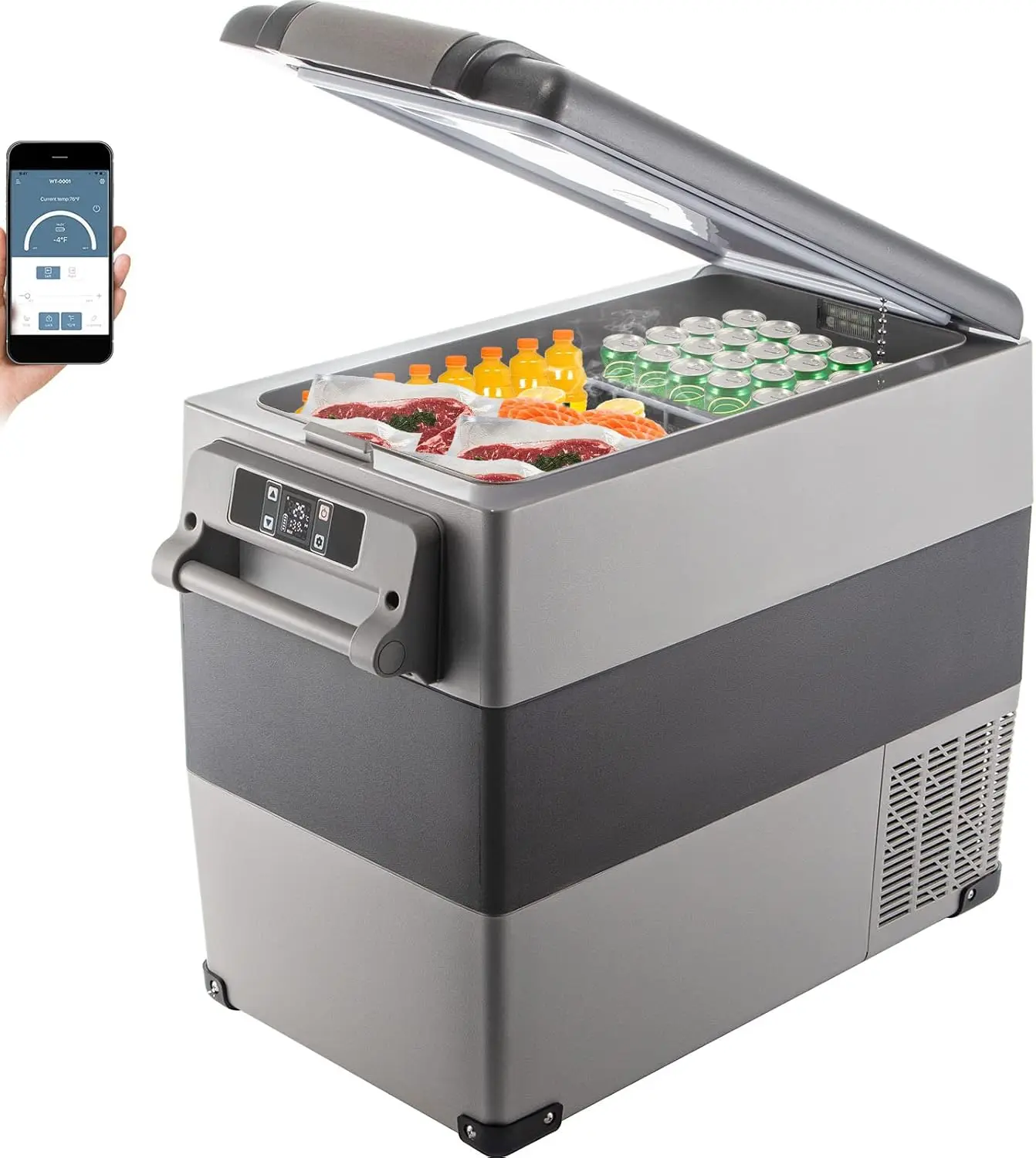 12 Volt Refrigerator, 58 Qt Car Refrigerator, Dual Zone Portable Freezer, Cooler Compressor Freezer with 12/24V DC and 110