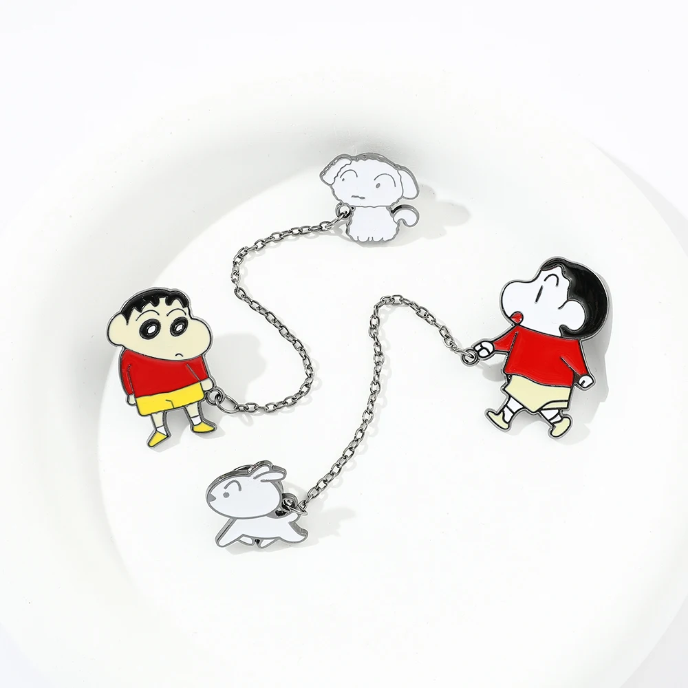 Crayon Shin-Chan Cartoon Figuren Leuke Metalen Badge Wandelende Hond Fun Broche Kleding Accessoires Anime Knuffels Cosplay Geschenken