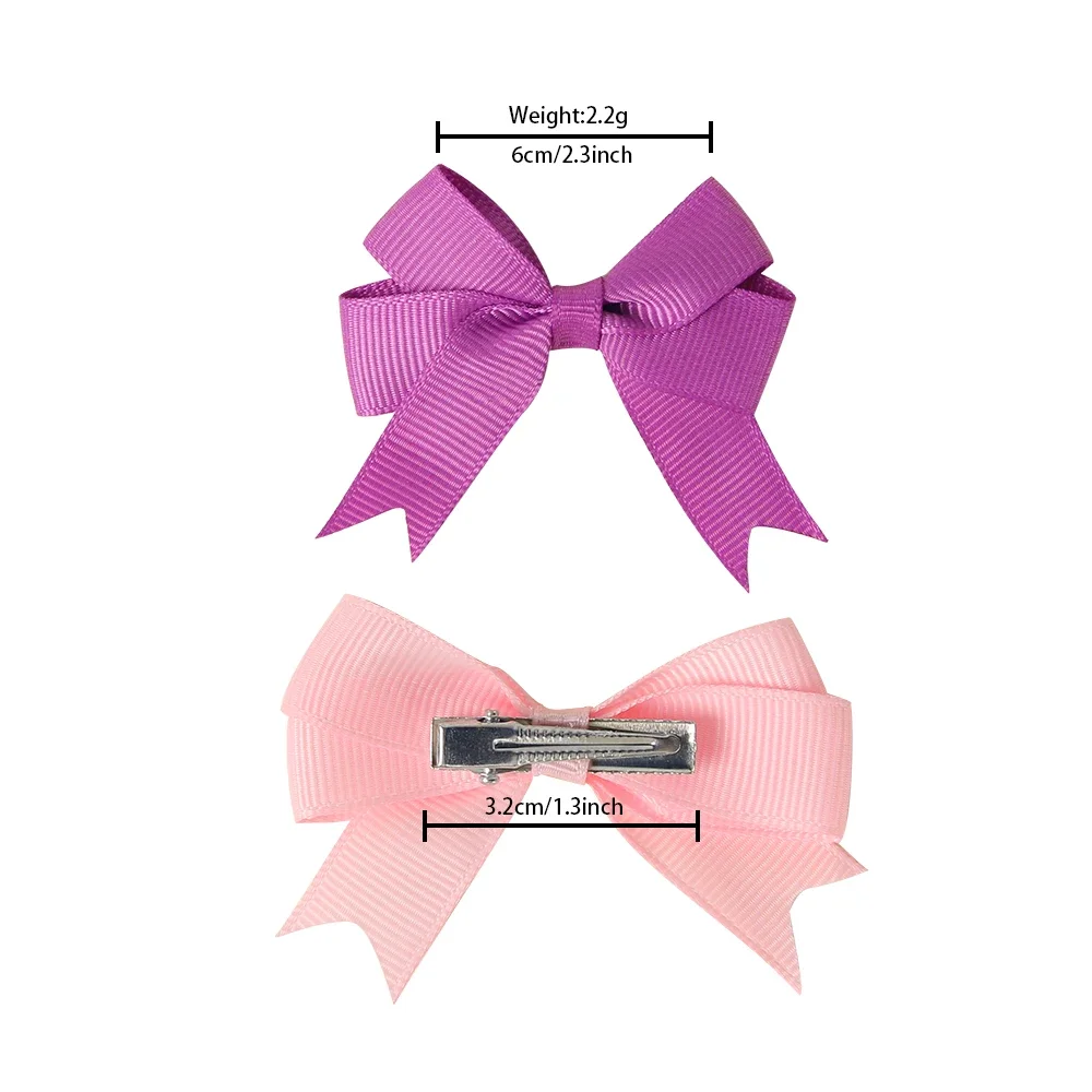 40Pcs/lot Macaron Solid Bow Alloy Hair Clip Cute Solid Color Ribbon Hair Clip Children's Gift Hair Accessory