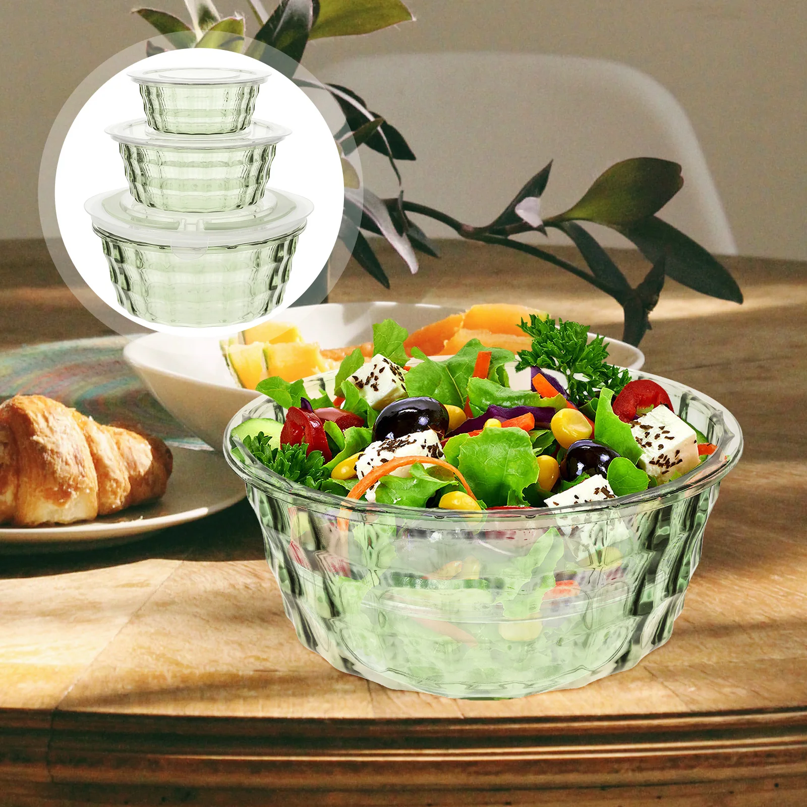 

3pcs Kitchen Handled Storage Boxes Sealing Fresh Food Container Transparent Cereal Snack Storage Box Refrigerator Preservation