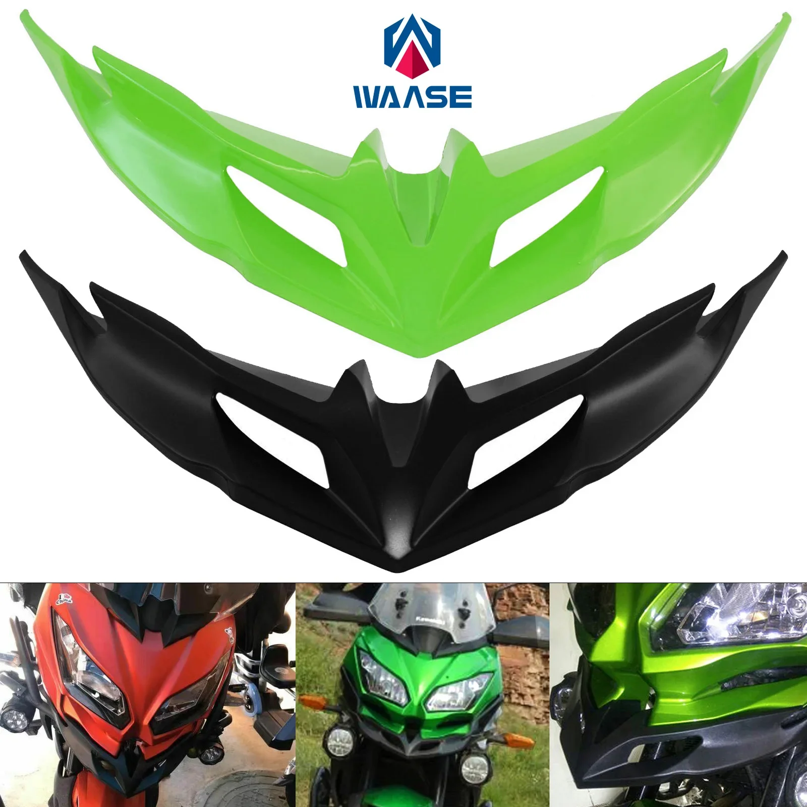 Waase pelindung bemper depan Kawasaki Versys KLE 650 KLE650 LE650E 2015-2019 2020 2021 penutup ekstensi kerucut hidung paruh