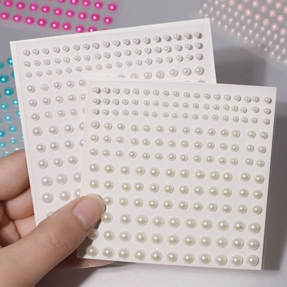 Self Adhesive Hair Pearls Stick Mix 3mm/4mm/5mm/6mm Beige Pearls Stickers Beautiful Pearls Face Pearls Stickers