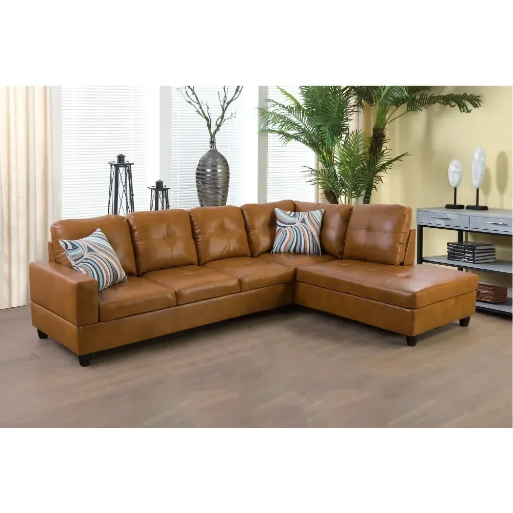 White Faux Leather L Shape Couch Living Room Sofa with Chaise 2 Piece Using for Living Room