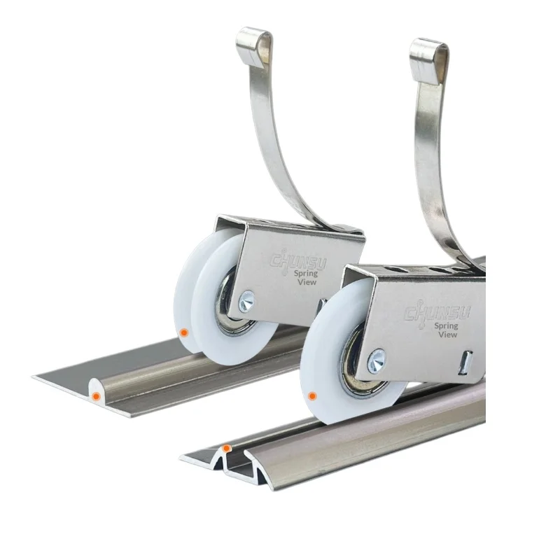 

Kitchen And Bathroom Cabinet Sliding Door Pulleys Titanium Alloy Glass Sliding Doors Wardrobe Floor Pulleys Guide Rails LowerCam